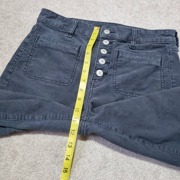 AMERICAN EAGLE Super Hi-Rise Flare Corduroy Pants Patch Pocket Grey Women 8 x 30 - Picture 12 of 14